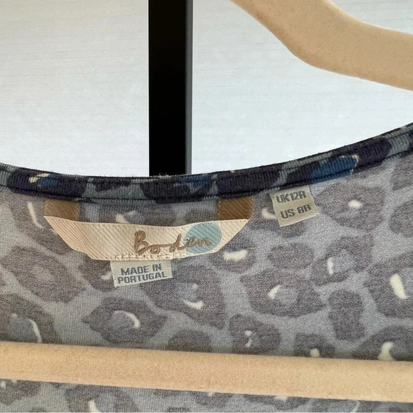 Boden Women’s Cheetah Print Wrap Front Dress Blue 8 Stretch Jersey Knit Casual - Picture 3 of 4